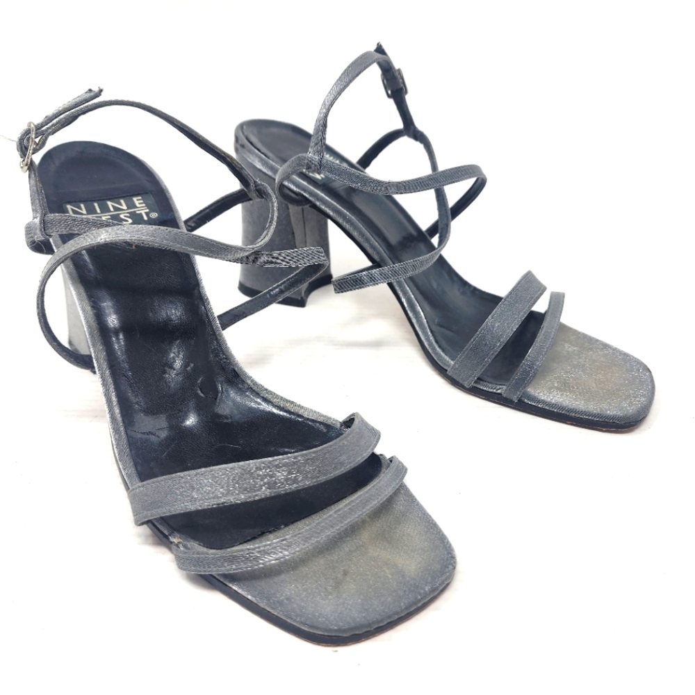 Nine West Gray Strappy Heeled Sandals Size 8‎
